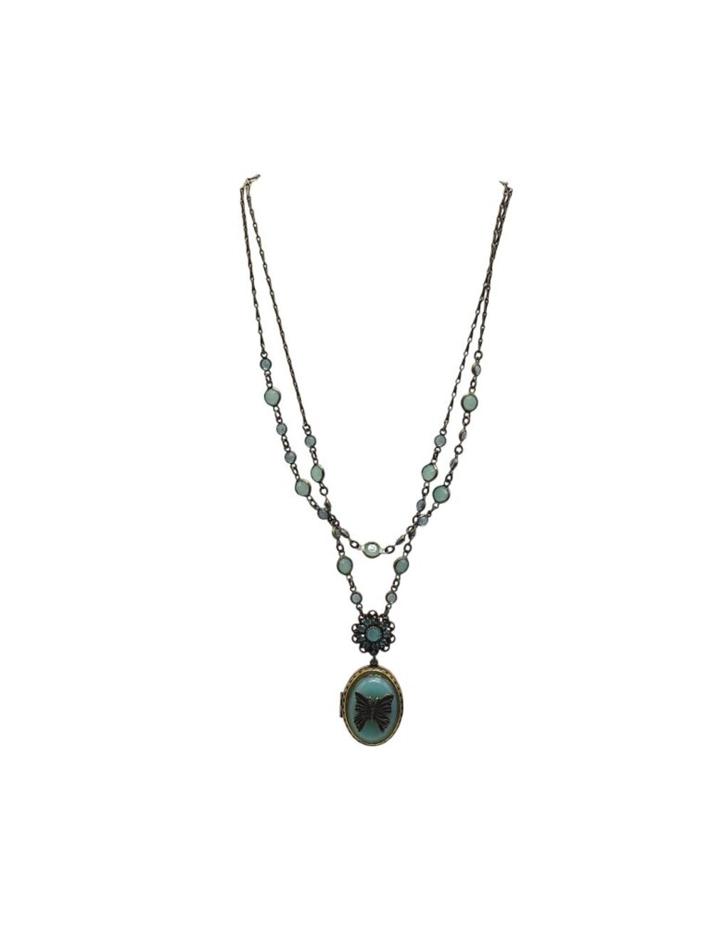 Nina Ricci Avon Vintage Butterfly Locket Necklace Blue New in Box
